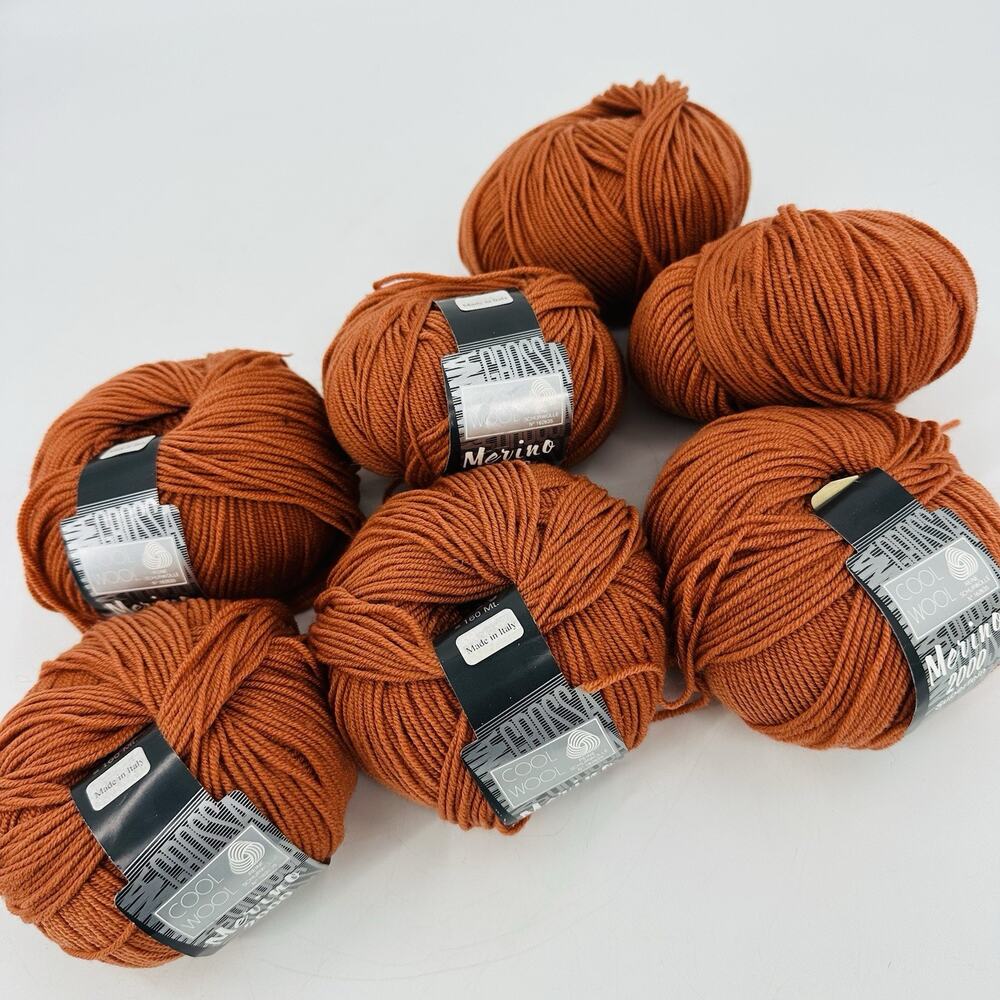 Lana Grossa Cool Wool Merino 2000 Super Fine Yarn Italy #404 Rust Reddish Brown